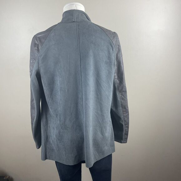 Anthropologie BlankNYC Size Small Gray Draped Faux Suede And Zip Leather Jacket - Picture 8 of 12